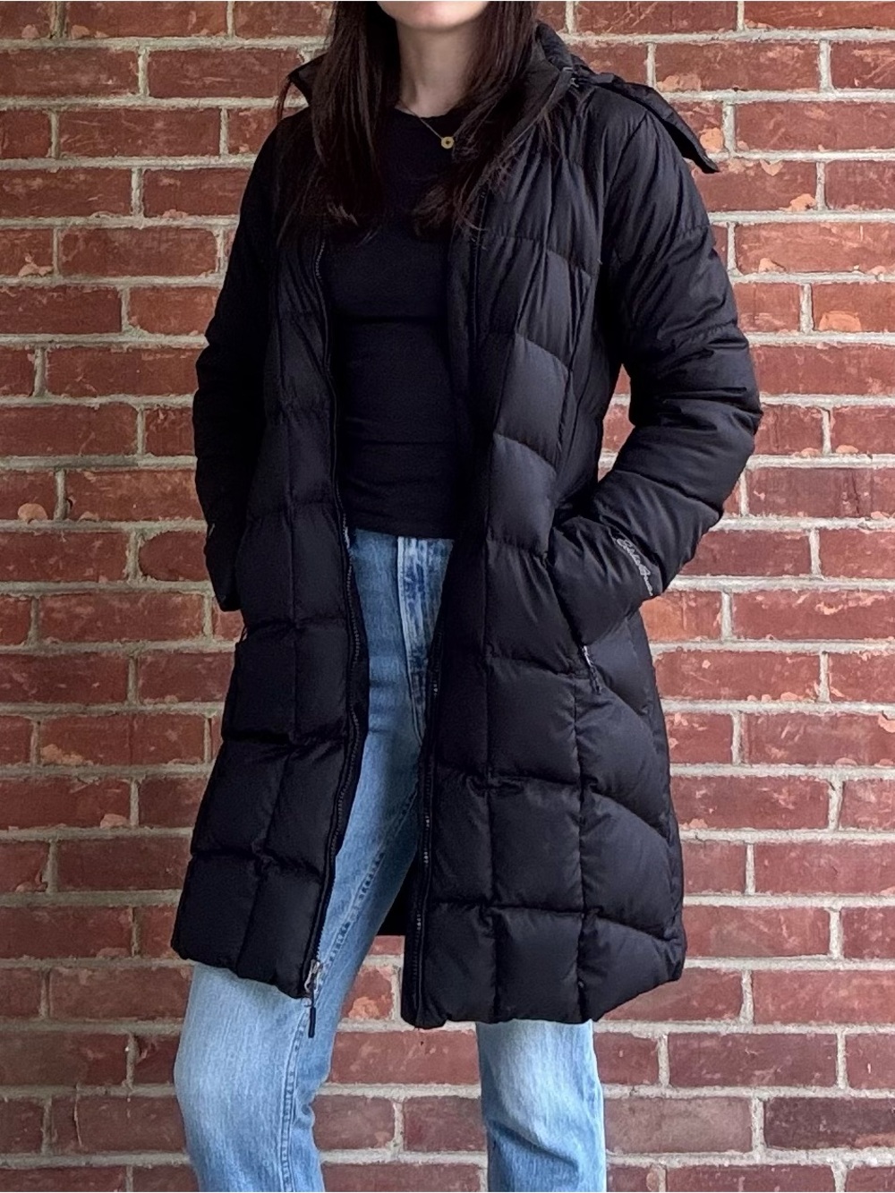 Eddie Bauer Women's Long Black Puffer Jacket - Picture 2 of 10